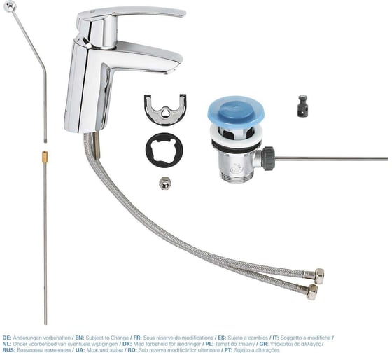 Смеситель для раковины Grohe Start QuickFix однорычажный, с донным клапаном, S-size, хром 32559001