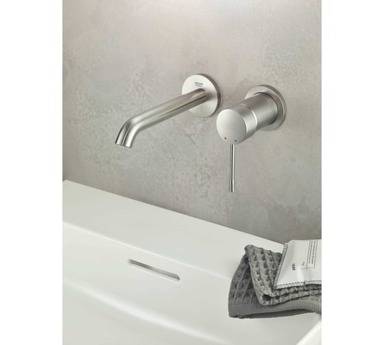 Смеситель для раковины Grohe Essence New на два отверстия, M-Size, суперсталь 19408DC1