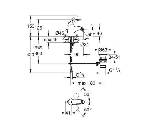 Смеситель для биде Grohe Start Curve с донным клапаном, хром 23766000