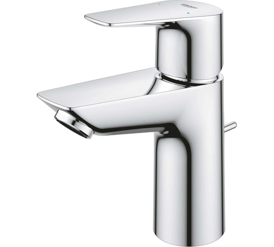 Смеситель для раковины Grohe BauEdge с ограничителем температуры и рычажным донным клапаном, размер S, хром 23328001