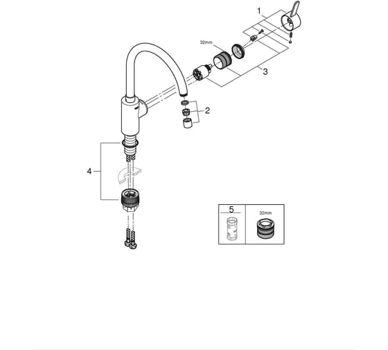 Смеситель для кухонной мойки Grohe Get с поворотным C-изливом, хром 31494001