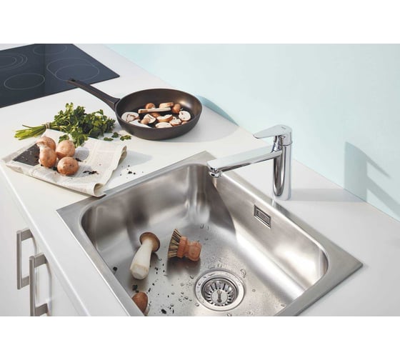 Смеситель для кухонной мойки Grohe Start Edge средний излив, хром 31697000
