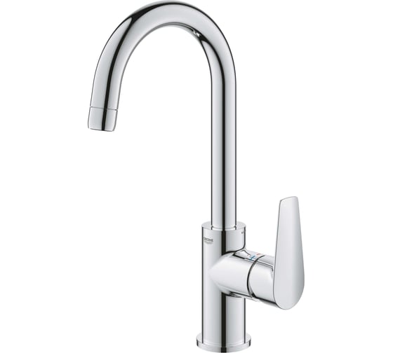 Смеситель для раковины Grohe BauEdge с ограничителем температуры и рычажным донным клапаном, размер L, хром 23760001