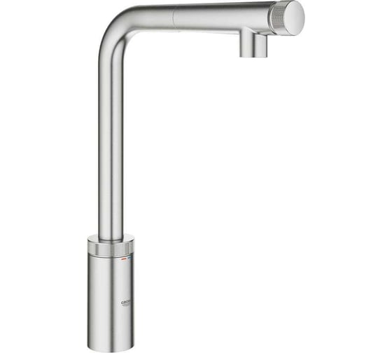 Смеситель для кухонной мойки Grohe Vento Smart Control с выдвижным L-образным изливом, суперсталь 30443DC0