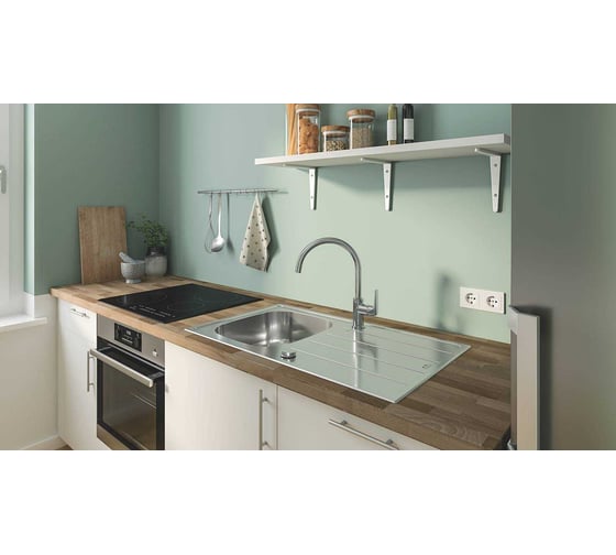 Смеситель для кухонной мойки Grohe Start Flow с высоким C-изливом, хром 31555001