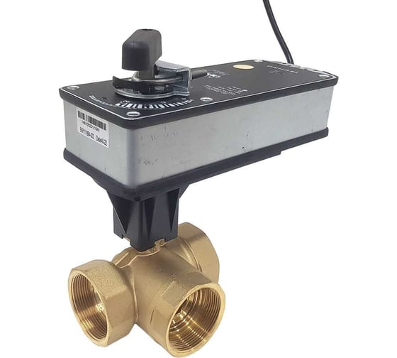 Трехходовой шаровый кран TECHNO HK340-SC10DF/230V DN40, резьба G1-1/2 с электроприводом 10Нм, 220В, управление открыто/закрыто с возвратной пружиной 632402 1