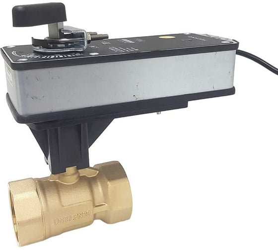 Двухходовой шаровый кран TECHNO HK240-SC10DF/24V DN40, резьба G1-1/2 с электроприводом 10Нм, 24В, управление открыто/закрыто с возвратной пружиной 622401