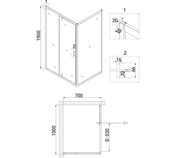 Дверь в нишу Niagara Nova 100x190 см NG-83-10AB 00307003
