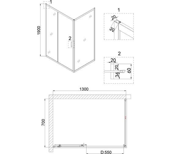 Дверь в нишу Niagara Nova 130x190 см NG-62-13A 00306934