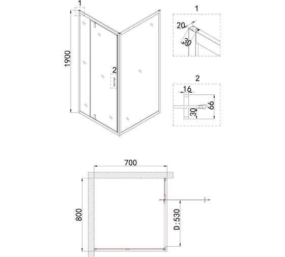 Дверь в нишу Niagara Nova 80x190 см NG-83-8AB 00306993