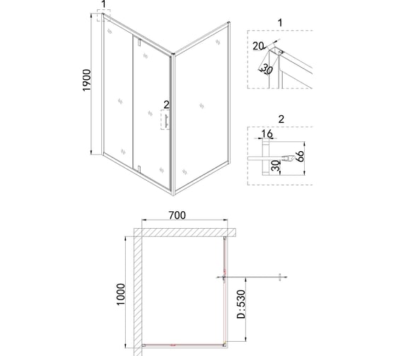 Дверь в нишу Niagara Nova 100x190 см NG-63-10A 00306983