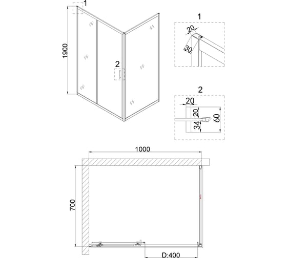 Дверь в нишу Niagara Nova 100x190 см NG-82-10AB 00306953