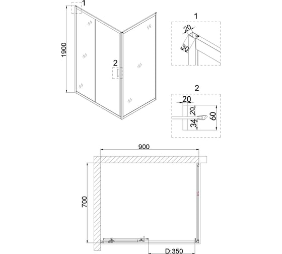 Дверь в нишу Niagara Nova 90x190 см NG-82-9AB 00306948
