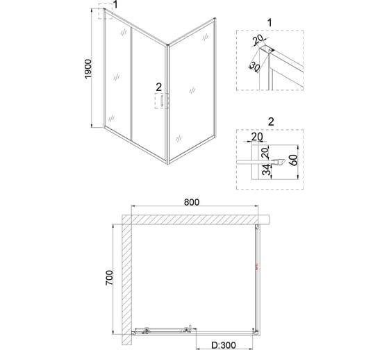 Дверь в нишу Niagara Nova 80x190 см NG-82-8AB 00306939