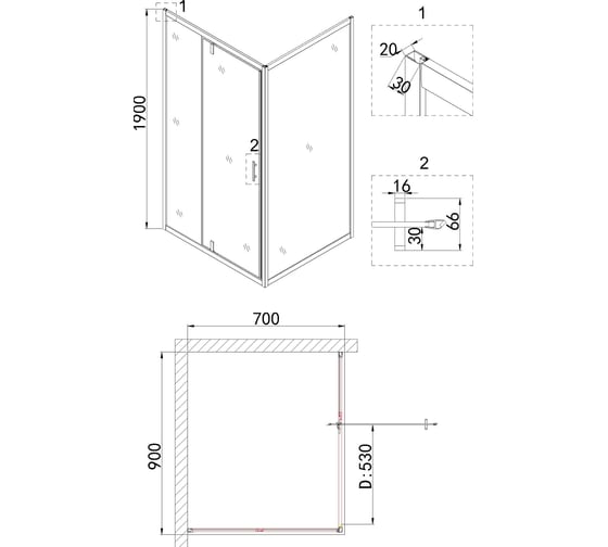 Дверь в нишу Niagara Nova 90x190 см NG-83-9AB 00306998