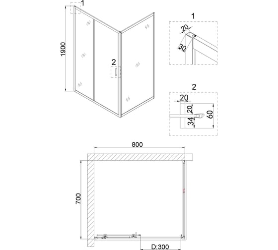 Боковая стенка Niagara Nova 70x190 см NG-A70B 00306940