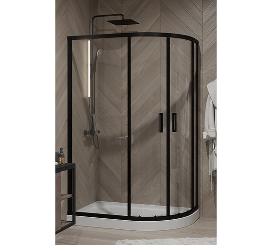 Душевое ограждение Niagara Nova 120x80x190 см, полукруг, раздвижные двери 68210811BLACK 00306901