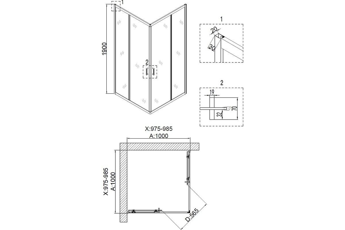 Душевой уголок Niagara Nova 100x100 см 68090811BLACK 00280249 ...