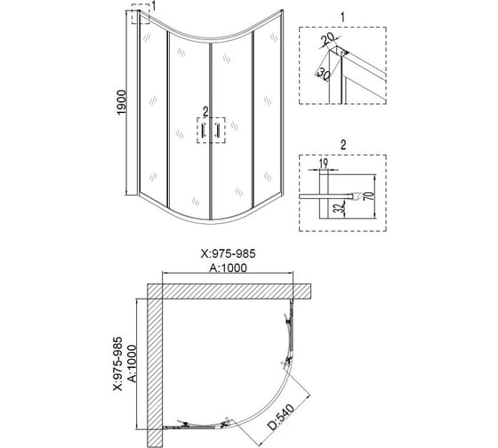 Душевой уголок Niagara Nova 100x100 см 68070811BLACK 00280247