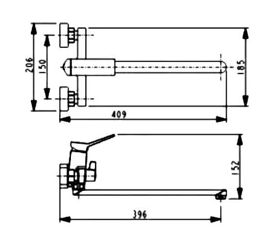 Смеситель для ванны Haiba длинный излив HB22818-7 313698 00313698