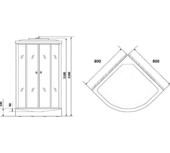 Душевая кабина Niagara Eco 800x800 мм, 13 см, мозаика NG-4503-14 00299356