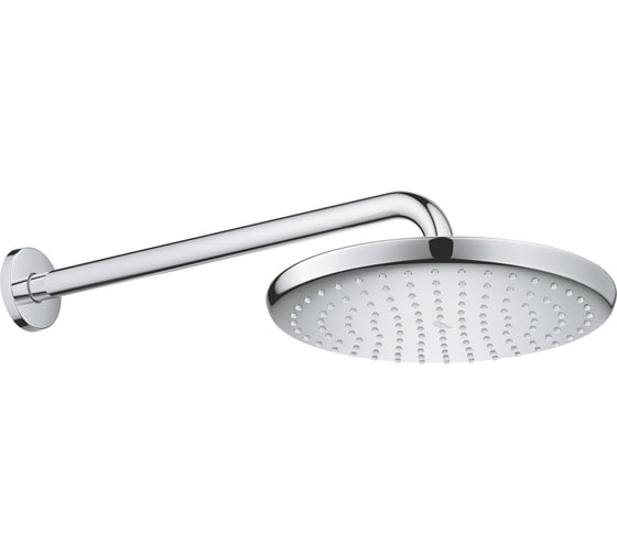 Верхний душ Grohe 250 круглый низ хром, верх белый, душевой кронштейн 380 мм хром 26668000 00000097917 1