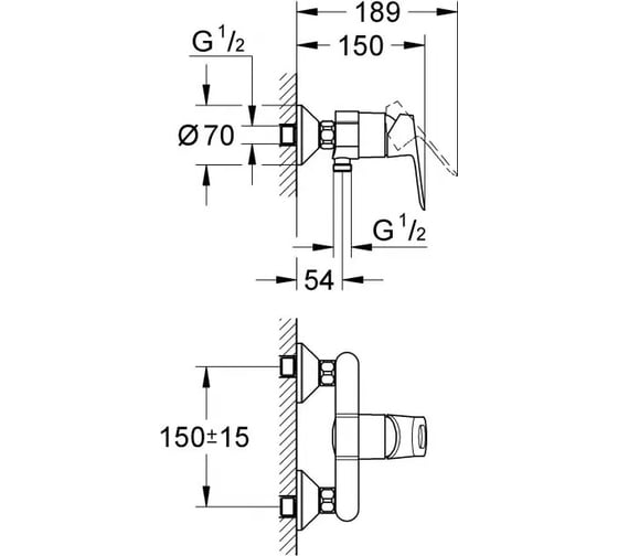 Смеситель для душа Grohe Start Loop настенный монтаж, хром 23354000
