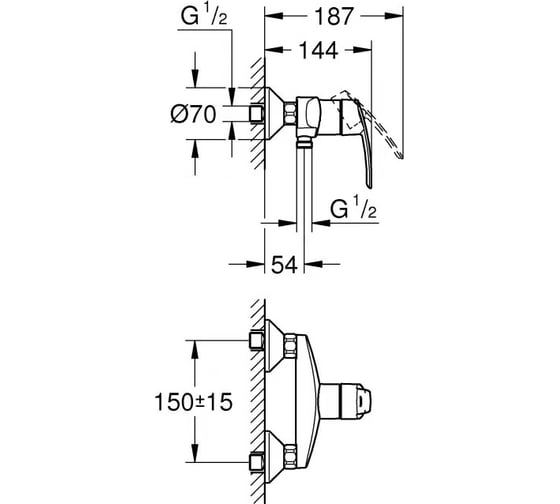 Смеситель для душа Grohe DN 15 QuickFix Start однорычажный, хром 32279001