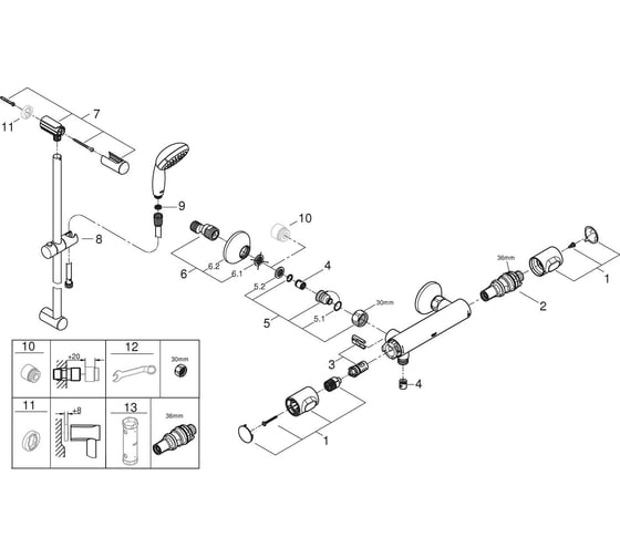 Термостат для душа с душевым гарнитуром Grohe 500 цвет хром 34796000 00000099148