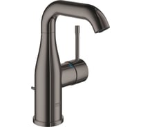 Смеситель для раковины Grohe Essence+ с донным клапаном и средним изливом, темный графит глянец 23462A01