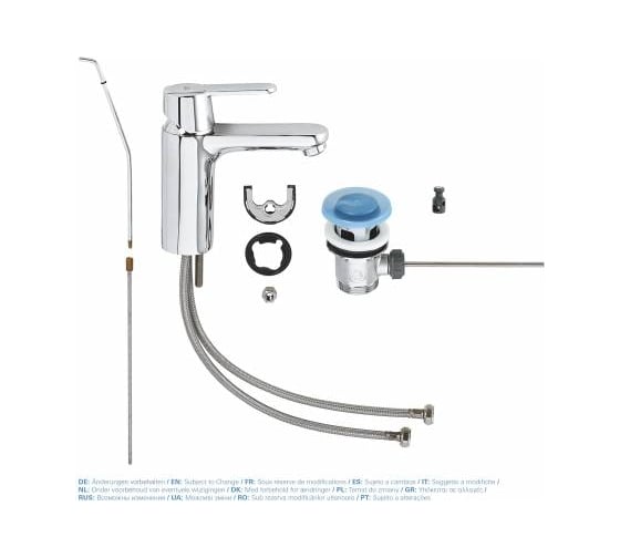 Смеситель для раковины Grohe Get со средним изливом, донный клапан 23454000