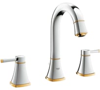 Смеситель для раковины Grohe Grandera с донным клапаном и высоким изливом, хром/золото 20389IG0