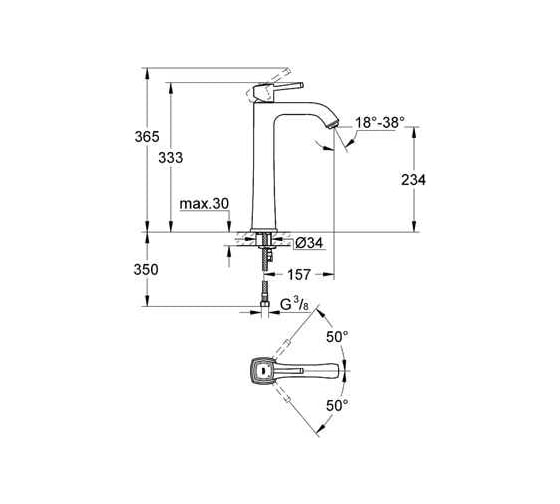 Смеситель для раковины Grohe Grandera свободностоящий, хром/золото 23313IG0