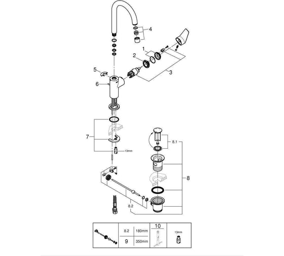 Смеситель для раковины Grohe Start Edge с донным клапаном, L-Size, хром 23776001
