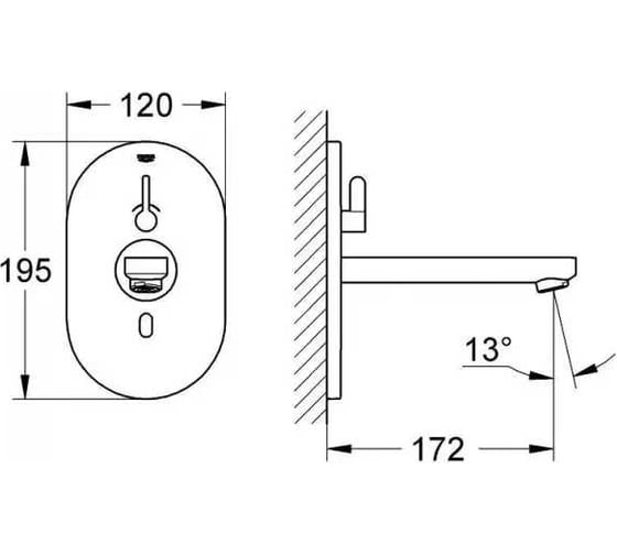 Инфракрасный смеситель для раковины Grohe Eurosmart Cosmopolitan E с регулируемым ограничителем температуры, хром 36315000