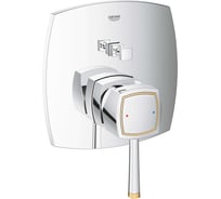 Однорычажный смеситель для ванны Grohe Grandera квадратная розетка, хром/золото 24068IG0