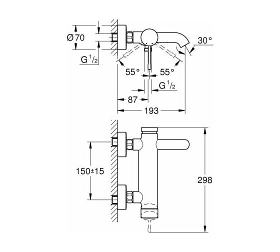 Однорычажный смеситель для ванны Grohe Essence New темный графит матовый 33624AL1
