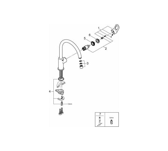 Однорычажный смеситель для мойки Grohe BauLoop хром 31368000