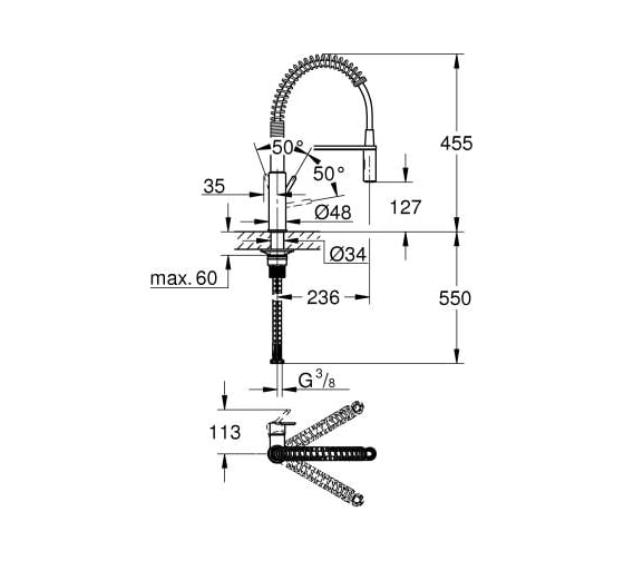 Однорычажный смеситель для мойки Grohe Get DN 15, хром 30361000