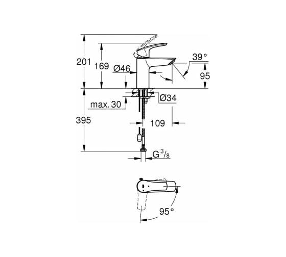 Однорычажный смеситель для раковины Grohe Eurosmart S-Size 23372003