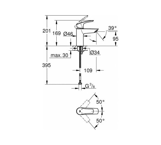 Однорычажный смеситель для раковины Grohe Eurosmart S-Size 32467003