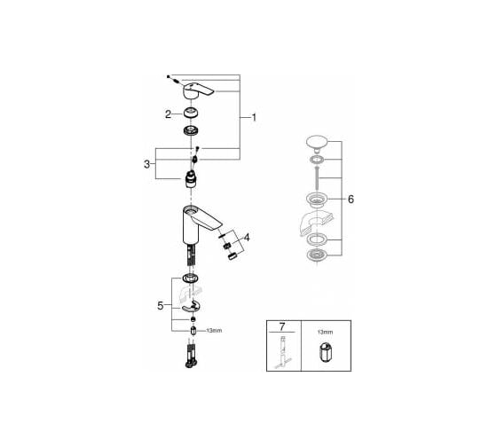 Однорычажный смеситель для раковины Grohe Eurosmart S-Size 32467003