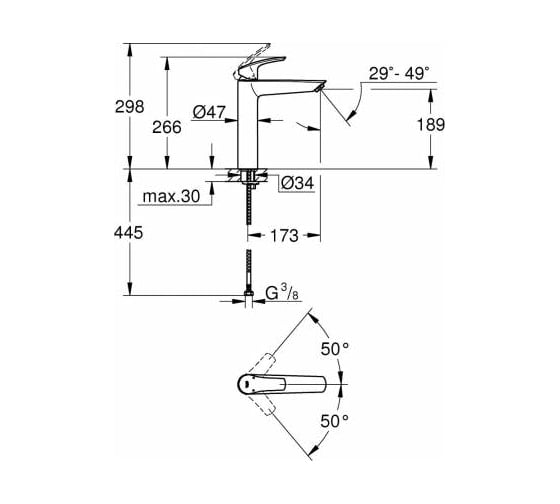 Однорычажный смеситель для раковины Grohe Eurosmart XL-Size 23971003