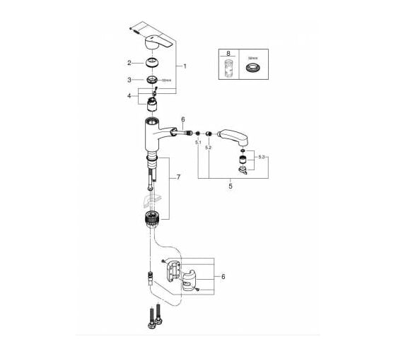Однорычажный смеситель для кухни Grohe Eurosmart суперсталь 30305DC1