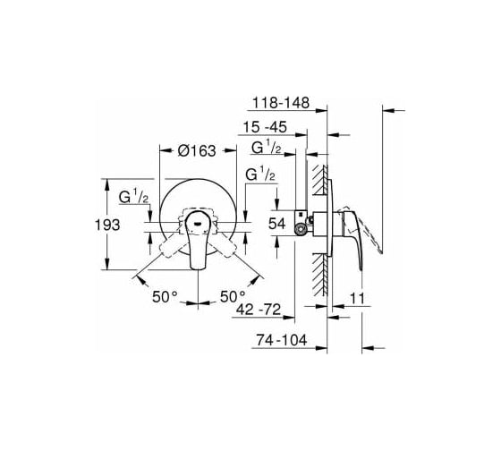 Однорычажный смеситель для душа Grohe Eurosmart хром 33556003