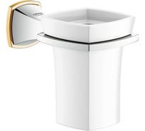 Стакан для зубных щеток с держателем Grohe Grandera керамический, хром/золото 40626IG0