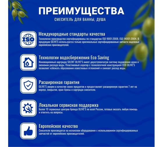 Смеситель для ванны OLIVE'S LEON 04221LN с длинным изливом
