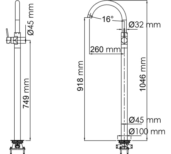 Напольный смеситель для раковины WasserKraft Main 4153