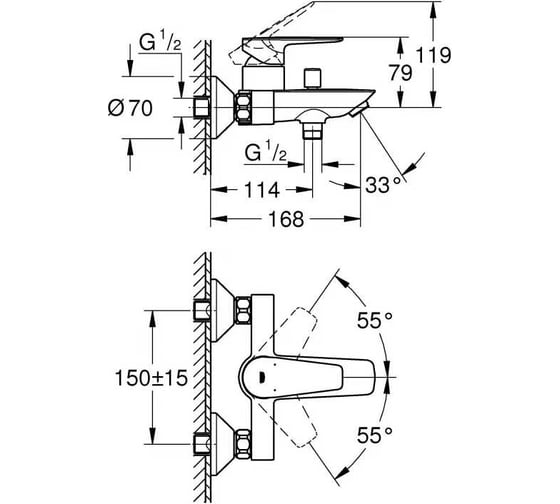 Смеситель для ванны Grohe хром 23604001 00000087871