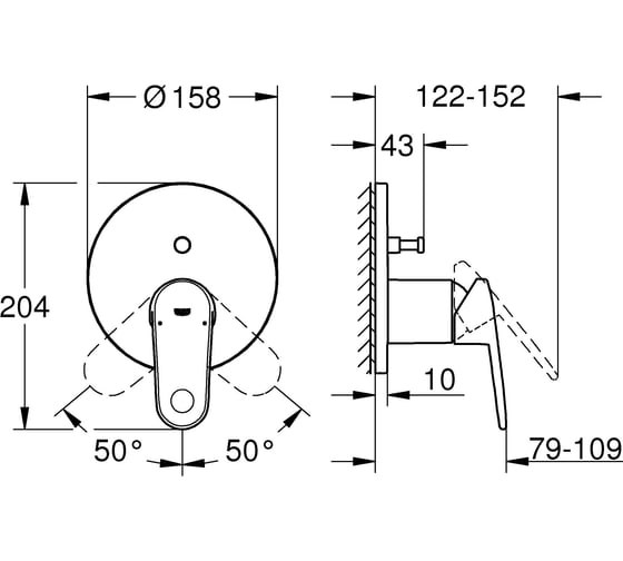 Смеситель для ванны Grohe Europlus хром 24060002